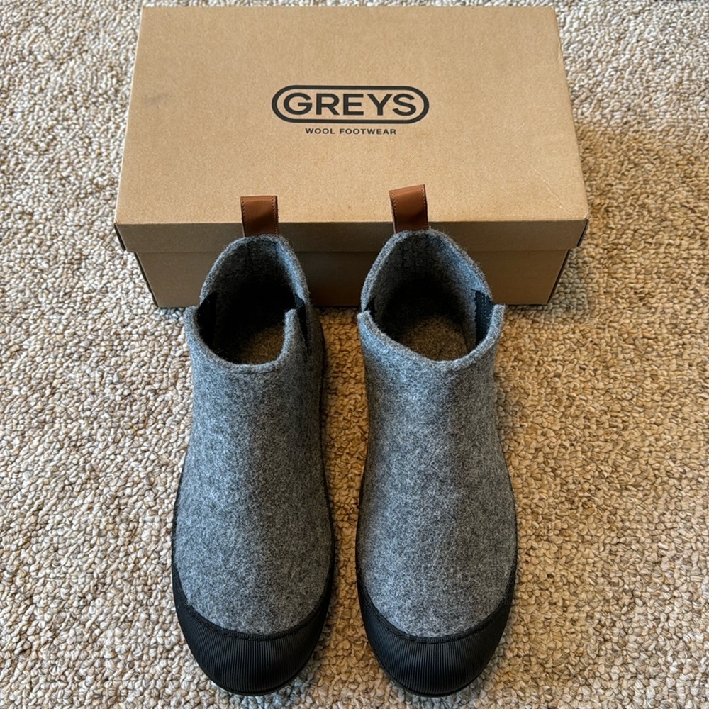 Greys Wool Outdoor Slipper Boot Grey/Black Size 10